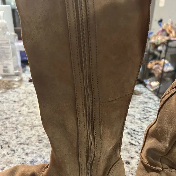 UGG Tan Fringe Over the Knee Boots - Picture 2 of 3